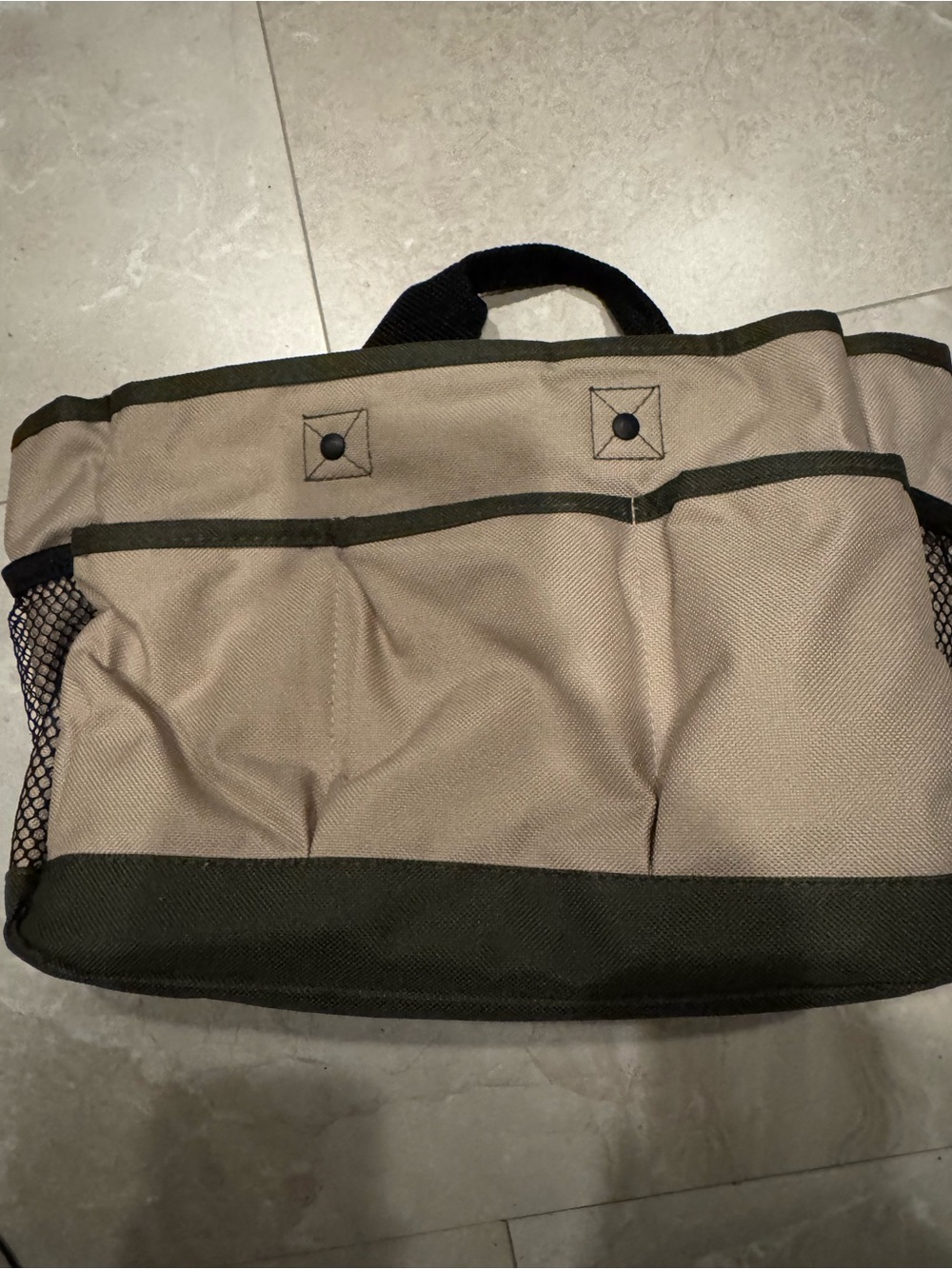 Canvas Tool Organizer Garden Tote Bag in Beige and Olive